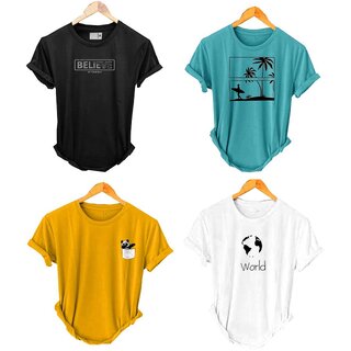                       (Pack Of 4) Fashlook Printed T-Shirts for Men - Stylish & Comfortable Casual Wear (Multicolor)                                              
