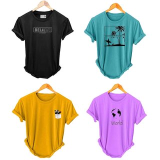                       (Pack Of 4) Fashlook Printed T-Shirts for Men - Stylish & Comfortable Casual Wear (Multicolor)                                              