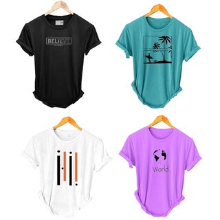                       (Pack Of 4) Fashlook Printed T-Shirts for Men - Stylish & Comfortable Casual Wear (Multicolor)                                              