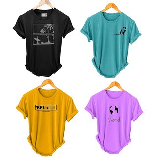                       (Pack Of 4) Fashlook Printed T-Shirts for Men - Stylish & Comfortable Casual Wear (Multicolor)                                              