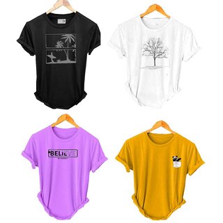                       (Pack Of 4) Fashlook Printed T-Shirts for Men - Stylish & Comfortable Casual Wear (Multicolor)                                              