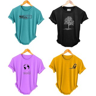                       (Pack Of 4) Fashlook Printed T-Shirts for Men - Stylish & Comfortable Casual Wear (Multicolor)                                              