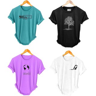                       (Pack Of 4) Fashlook Printed T-Shirts for Men - Stylish & Comfortable Casual Wear (Multicolor)                                              
