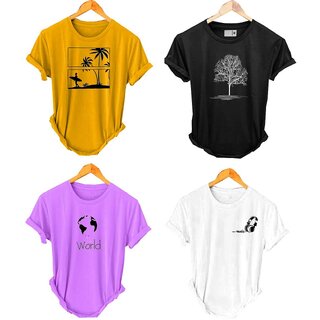                       (Pack Of 4) Fashlook Printed T-Shirts for Men - Stylish & Comfortable Casual Wear (Multicolor)                                              