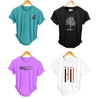                       (Pack Of 4) Fashlook Printed T-Shirts for Men - Stylish & Comfortable Casual Wear (Multicolor)                                              