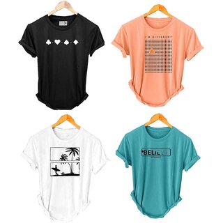                       (Pack Of 4) Fashlook Printed T-Shirts for Men - Stylish & Comfortable Casual Wear (Multicolor)                                              