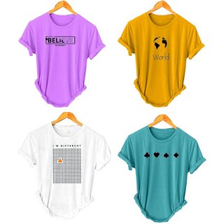                       (Pack Of 4) Fashlook Printed T-Shirts for Men - Stylish & Comfortable Casual Wear (Multicolor)                                              