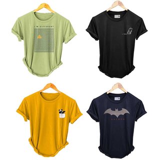                       (Pack Of 4) Fashlook Printed T-Shirts for Men - Stylish & Comfortable Casual Wear (Multicolor)                                              