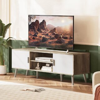 TV Stand for 55 Inch TV, Entertainment Center with Adjustable Shelf, 2 Cabinets, TV Console Table, Media Console, Solid TV Stand for 55 Inch TV, Entertainment Center with Adjustable Shelf, 2 Cabinets, TV Console Table, Media Console, Solid