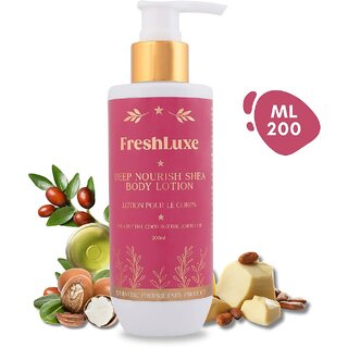 FreshLuxe Deep Nourishing Body Lotion, Shea Butter, Cocoa Butter Jojoba Oil, Intense Hydration, Unisex, 200ml FreshLuxe Deep Nourishing Body Lotion, Shea Butter, Cocoa Butter Jojoba Oil, Intense Hydration, Unisex, 200ml