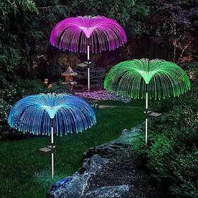 Daybetter Jellyfish Solar Garden Lights  7 Color Led Jellyfish ShapeFiber Outdoor Pathway Waterproof Solar String Lights Decoration For Yard Garden  Balcony (Multi-Color) (Pack Of2) Tar-Ge6