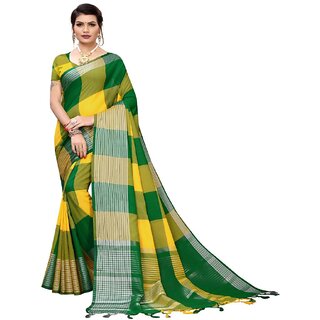                       Amazify Women's Cotton Saree (Multi, 5-6 Mtrs)                                              