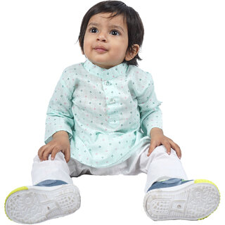                       Kid Kupboard Cotton Baby Boys Kurta and Pyjama Set, Multicolor, Full-Sleeves, 12-18 Months KIDS7350                                              