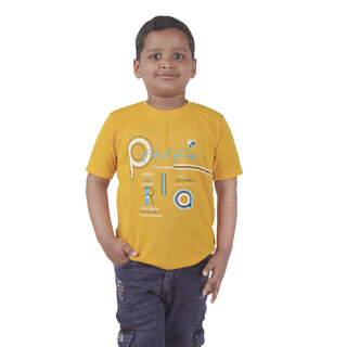 Kid Kupboard Cotton Boys T-Shirt, Yellow, Half-Sleeves, 7-8 Years KIDS7370