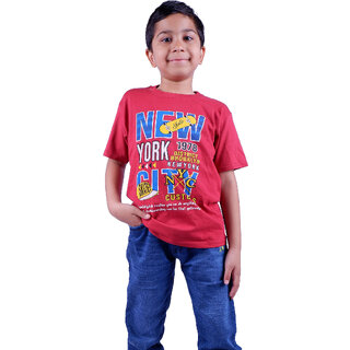                       Kid Kupboard Cotton Boys T-Shirt, Red, Half-Sleeves, 8-9 Years KIDS7372                                              