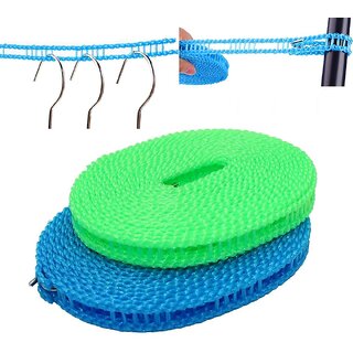 5 Meters Windprood Anti-Slip Clothes Washing Line Drying Nylon Rope with Hooks 2pc 5 Meters Windprood Anti-Slip Clothes Washing Line Drying Nylon Rope with Hooks 2pc