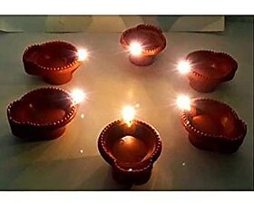 Water Sensor LED Diya Set  Artificial Electric Diya Lights  , Diwali Decoration, Festivals pack of 6
