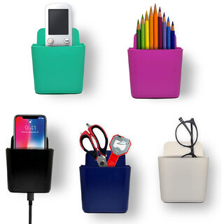 Multipurpose Wall Mount Mobile Holder, Charging Holder,Stationery Organizer (Pack of 5, Multicolor) Multipurpose Wall Mount Mobile Holder, Charging Holder,Stationery Organizer (Pack of 5, Multicolor)