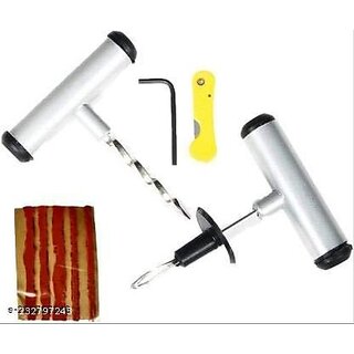 Tubeless Tyre Puncture Kit Emergency, Flat Tire Puncher Repair Patch Tool Kit for Complete Kit with Easy Storage Bag Tubeless Tyre Puncture Kit Emergency, Flat Tire Puncher Repair Patch Tool Kit for Complete Kit with Easy Storage Bag