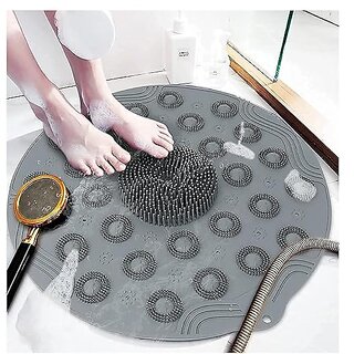 RK Corp Bathroom Mat Non-Slip Suction Cup Round Silicone Bath Blanket Soft Shower Carpet Solid Color Foot Massage Mat Bathtub Bath Horse