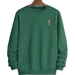                       Fashlook Mens Light Green Solid Round Neck Full Sleeve Sweatshirt                                              