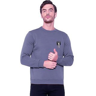                       Fashlook Mens Grey Solid Round Neck Full Sleeve Sweatshirt                                              
