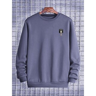                       Fashlook Mens Grey Solid Round Neck Full Sleeve Sweatshirt                                              