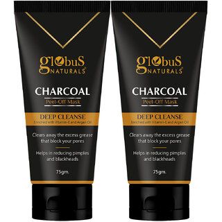 Globus Naturals Charcoal Peel Off Mask Deep Cleanse Enriched with Vitamin E Argan Oil 75gms Pack of 2 Globus Naturals Charcoal Peel Off Mask Deep Cleanse Enriched with Vitamin E Argan Oil 75gms Pack of 2