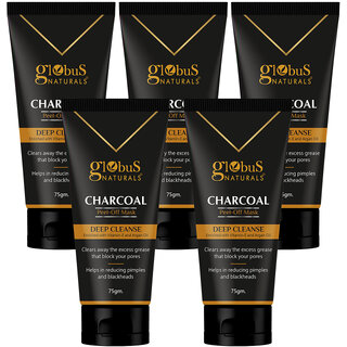 Globus Naturals Charcoal Peel Off Mask Deep Cleanse Enriched with Vitamin E Argan Oil 75gms pack of 5 Globus Naturals Charcoal Peel Off Mask Deep Cleanse Enriched with Vitamin E Argan Oil 75gms pack of 5