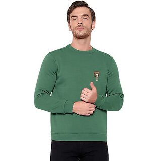                       Fashlook Mens Green Solid Round Neck Full Sleeve Sweatshirt                                              