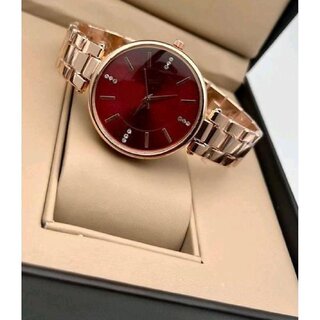 Bolun Red Dial Rose Metal BD Belt Analog Women Watch_Ram51