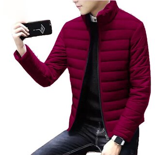                       Fashlook Fluffy Solid Full Sleeve Maroon Jacket for Mens                                              