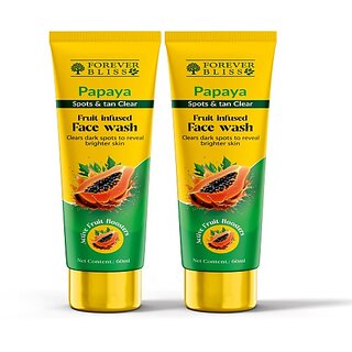 Indo Himaliyans Papaya Spots and Tan Clear Fruit Infused face wash Pack of 2 Women All Skin Types Face Wash 60 ml Indo Himaliyans Papaya Spots and Tan Clear Fruit Infused face wash Pack of 2 Women All Skin Types Face Wash 60 ml
