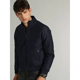                       Fashlook Bomber Solid Full Sleeve Navy Blue Jacket for Mens                                              