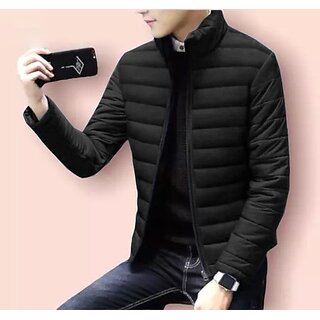                       Fashlook Bomber Solid Full Sleeve Black Jacket for Mens                                              