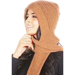 Fashlook Woolen Beige Casual Winter Cap Fashlook Woolen Beige Casual Winter Cap