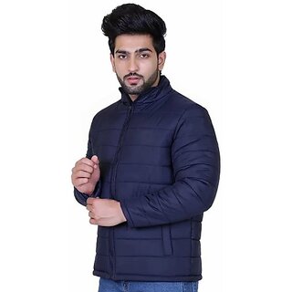                       Fashlook Quilted Solid Full Sleeve Blue Jacket for Mens                                              