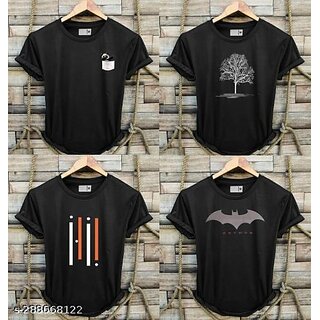                       Fashlook Printed Round Neck Polyester Casual Multicolor Half Sleeve T-Shirt For Mens (Pack of 4)                                              