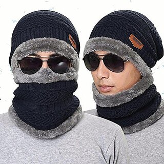 Fashlook Woolen Dark Blue Casual Winter Cap Fashlook Woolen Dark Blue Casual Winter Cap