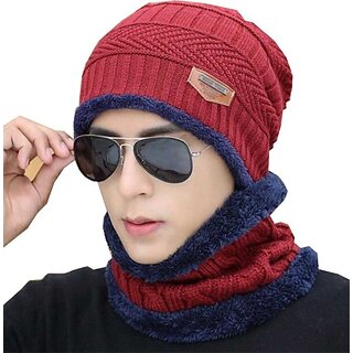 Fashlook Woolen Maroon Casual Winter Cap Fashlook Woolen Maroon Casual Winter Cap