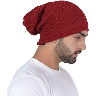 Fashlook Woolen Maroon Casual Winter Cap Fashlook Woolen Maroon Casual Winter Cap
