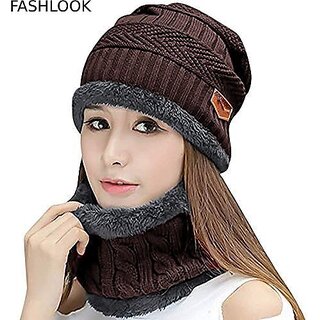                       Fashlook Woolen Brown Casual Winter Cap                                              