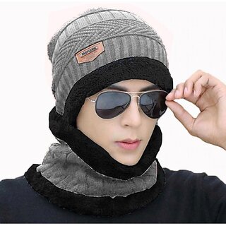                       Fashlook Woolen Grey Casual Winter Cap                                              