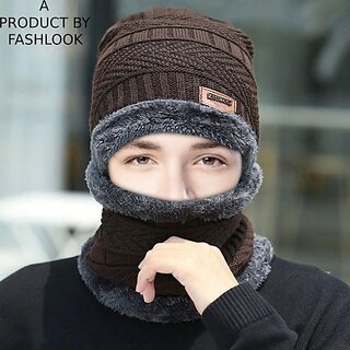 Fashlook Woolen Brown Casual Winter Cap Fashlook Woolen Brown Casual Winter Cap