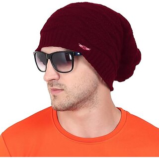 Fashlook Woolen Maroon Casual Winter Cap Fashlook Woolen Maroon Casual Winter Cap