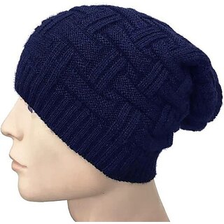 Fashlook Woolen Dark Blue Casual Winter Cap Fashlook Woolen Dark Blue Casual Winter Cap