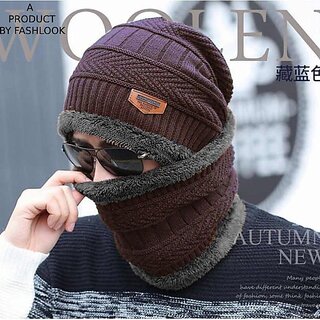 Fashlook Woolen Brown Casual Winter Cap Fashlook Woolen Brown Casual Winter Cap