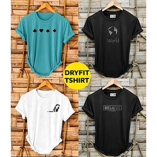                       Fashlook Printed Round Neck Polyester Casual Multicolor Half Sleeve T-Shirt For Mens (Pack of 4)                                              