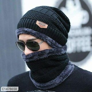 Fashlook Woolen Grey Casual Winter Cap Fashlook Woolen Grey Casual Winter Cap
