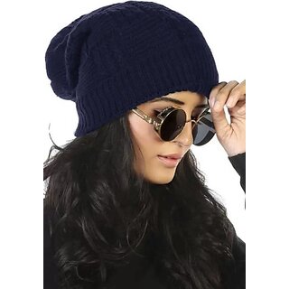 Fashlook Woolen Dark Blue Casual Winter Cap Fashlook Woolen Dark Blue Casual Winter Cap